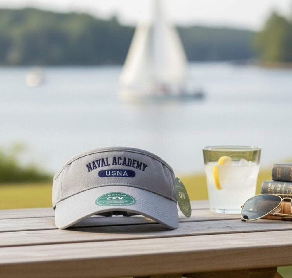 USNA United States Naval Academy Adjustable Visor Hat Gray Legacy CFV NWT